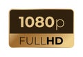 1080p full hd sign with gold and black design Royalty Free Stock Photo