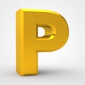 P gold alphabet word on white background illustration 3D rendering Royalty Free Stock Photo