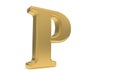 P gold romantic alphabet, 3d rendering