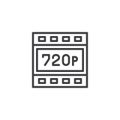 720p HD resolution outline icon