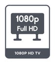 1080p hd tv icon in trendy design style. 1080p hd tv icon isolated on white background. 1080p hd tv vector icon simple and modern Royalty Free Stock Photo