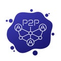 p2p icon, peer-to-peer line vector design