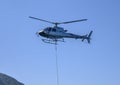 Helicopter delivering supplies to a hotel in Camogli, northern Italy