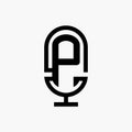 P initial podcast logo monogram with microphone shape