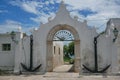Giant anchors adorn the gate of a colonial building on Mozambique Island