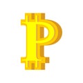 P letter bitcoin font. Cryptocurrency alphabet. Lettering virtual money. Vector illustration