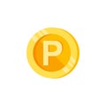 P, letter, coin color icon. Element of color finance signs. Premium quality graphic design icon. Signs and symbols collection icon