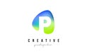 P Letter Logo Design with Oval Green Blue Shape. Royalty Free Stock Photo