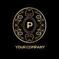 P letter luxury monogram.