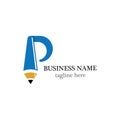 P letter pencil logo Royalty Free Stock Photo