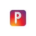 P letter pencil logo