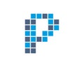 P letter pixel logo design template