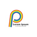 p letter rainbow concept logo icon illustration vector