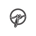 P letter script circle logo design vector