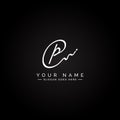 P Letter Signature Logo - Initial Alphabet for P - Hand Drawn P Logo