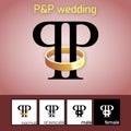 P and P Letter With Wedding Ring Logo. - Vector Royalty Free Stock Photo