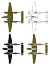 P38 Lightning in top view Royalty Free Stock Photo