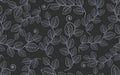 line art floral seamless pattern vintage black white leaf texture retro vector Royalty Free Stock Photo