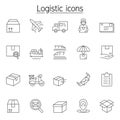 Logistic & Delivery icon set in thin line style Royalty Free Stock Photo