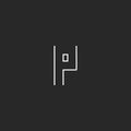 P logo letter monogram, minimalistic thin line outline emblem, business card design element