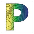 1P P Logo Vector Illustration - Letter P Logo - Wavy warped text - Letter P Royalty Free Stock Photo