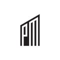 P M time building letter logo design concept Royalty Free Stock Photo