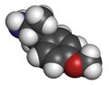 p-methoxyamphetamine (PMA) hallucinogenic drug molecule. Frequently leads to lethal poisoning when mistaken for MDMA (XTC, ecstasy