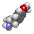 p-methoxyamphetamine (PMA) hallucinogenic drug molecule. Frequently leads to lethal poisoning when mistaken for MDMA (XTC, ecstasy