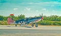 P 51 mustang fighter plane, taking off Royalty Free Stock Photo