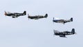 P-51 Mustangs, Supermarine Spitfire, and F4U Corsair in Formation