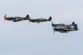 P-51 Mustangs, Supermarine Spitfire, and F4U Corsair in Formation