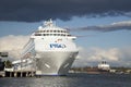 P & O cruse ship docked in Brisbane with storm