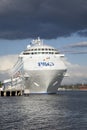 P & O cruse ship docked in Brisbane vertical