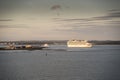 P&O`s Azura in the Solent at sunset Royalty Free Stock Photo