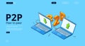 P2P network banner, peer to peer connection Royalty Free Stock Photo