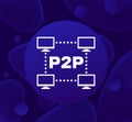 p2p network icon, peer to peer connection vector
