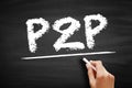 P2P Peer-to-peer networking - distributed application architecture that partitions tasks or workloads between peers, acronym text Royalty Free Stock Photo