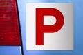 P Plate on car for probationary driver Royalty Free Stock Photo