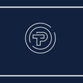 P and T letter logo initials. TP or PT simple monogram. Minimalist style, Line art. Typography mark. Vector logo design