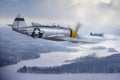 P-47 Thunderbolt chases a Focke-Wulf 190 (models) over a winter landscape