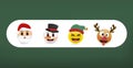 Christmas emoji set. Holiday set of christmas face icons with 3d style cector.