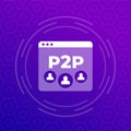 p2p vector icon, peer-to-peer decentralized system