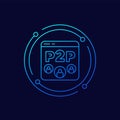 p2p vector icon, peer-to-peer system linear design