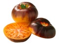 P20 x Beauty King heirloom  tomato Solanum lycopersicum fruit, whole and halved, isolated Royalty Free Stock Photo