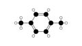 p-xylene molecule, structural chemical formula, ball-and-stick model, isolated image aromatic hydrocarbon