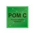 Vector symbol of Polyoxymethylene copolymer or Acetal copolymer POM C polymer on the background from connected macromolecules Royalty Free Stock Photo