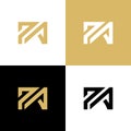 PA P A initial letter logo design template, gold and black color Royalty Free Stock Photo