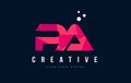 PA P A Letter Logo with Purple Low Poly Pink Triangles Concept