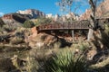 Pa`rus Trail in Zion National Park crosses the Virgin River Royalty Free Stock Photo