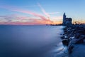 Paard van Marken lighthouse at sunrise Royalty Free Stock Photo